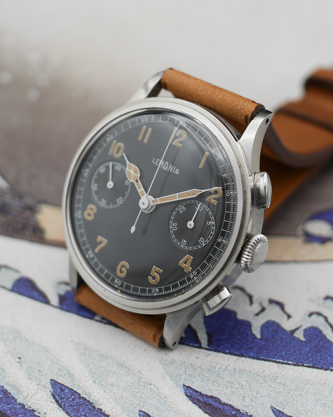 1940s Lemania chronograph 15TL step case