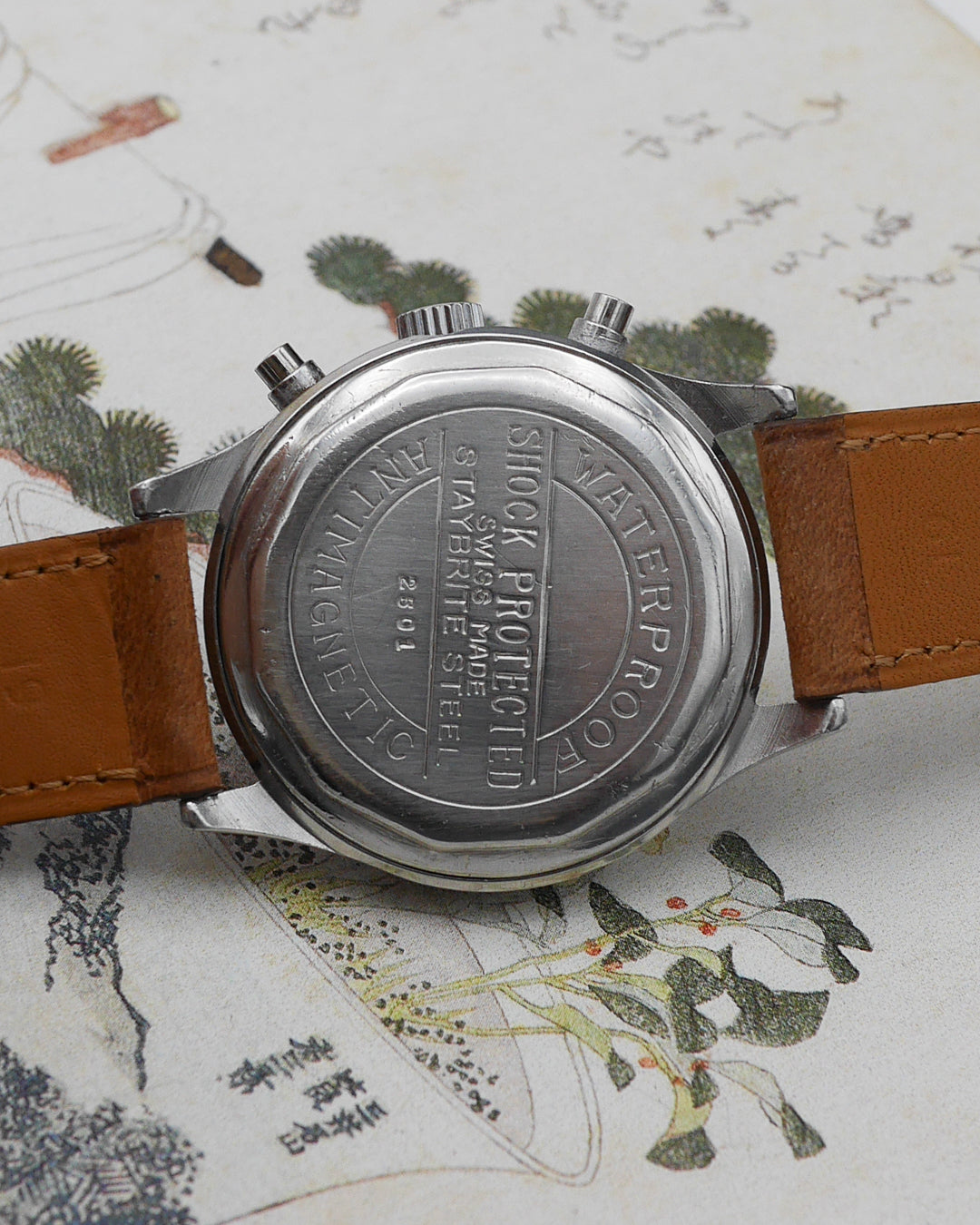 1940s Doxa Spillman case salmon dial Valjoux 22 chronograph