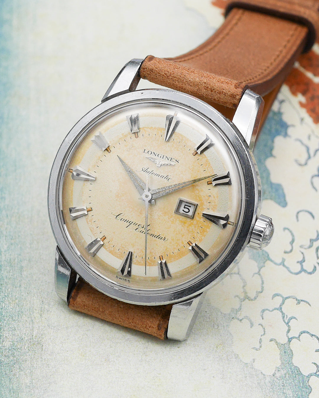 1950s Longines Conquest Calendar ref. 9004 with cream patina