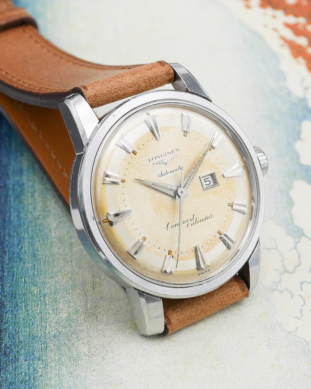 1950s Longines Conquest Calendar ref. 9004 with cream patina