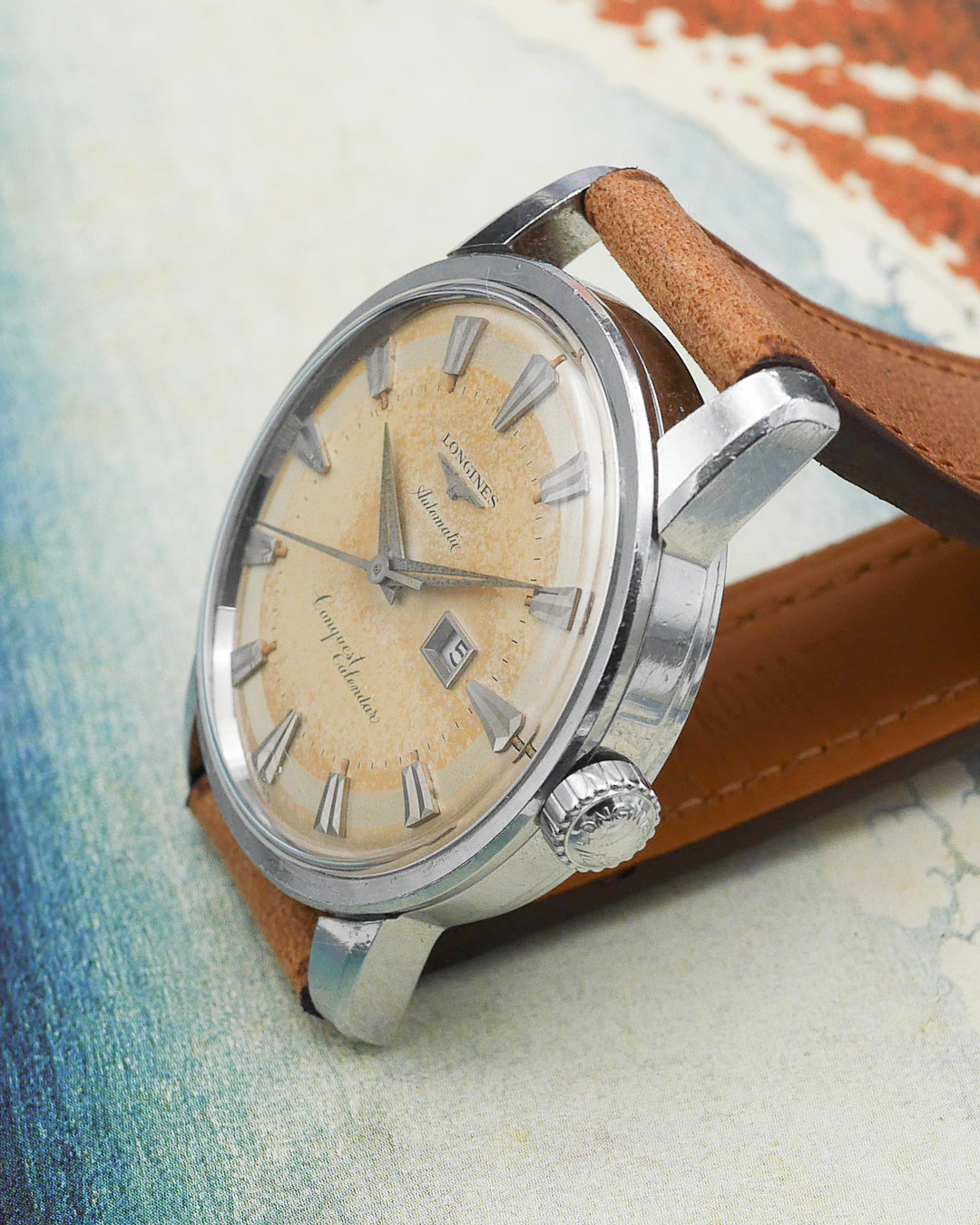 1950s Longines Conquest Calendar ref. 9004 with cream patina