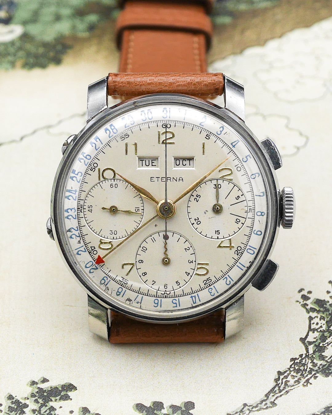 1940s Eterna chronograph triple date with Valjoux 72c