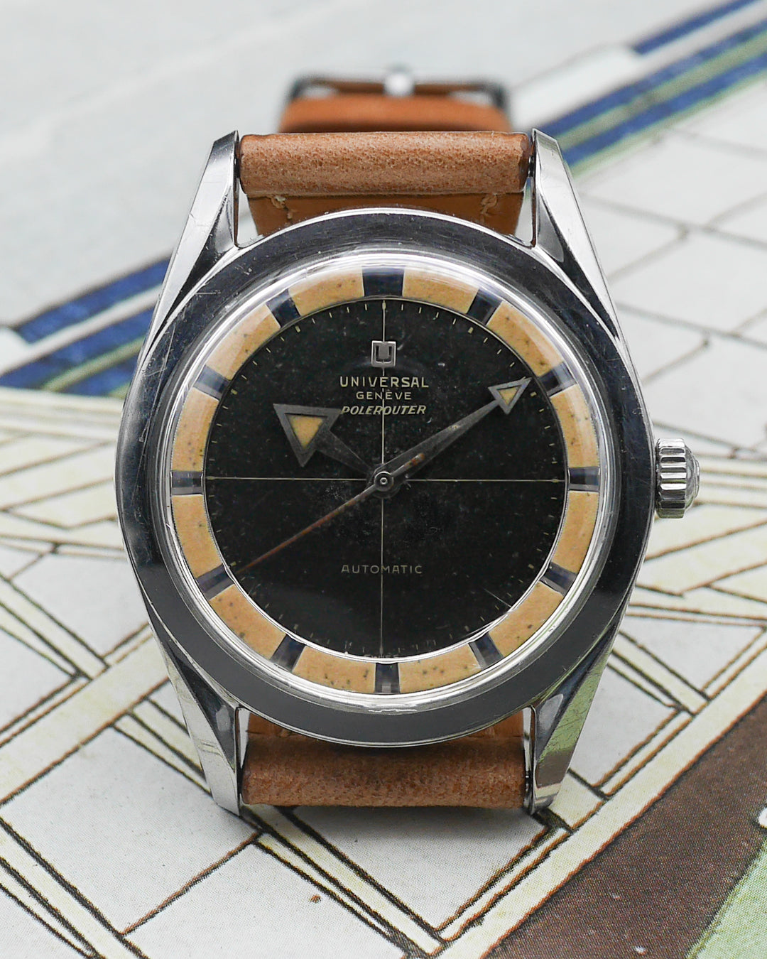 1950s Universal Geneve Polerouter H20217-8 broad arrow
