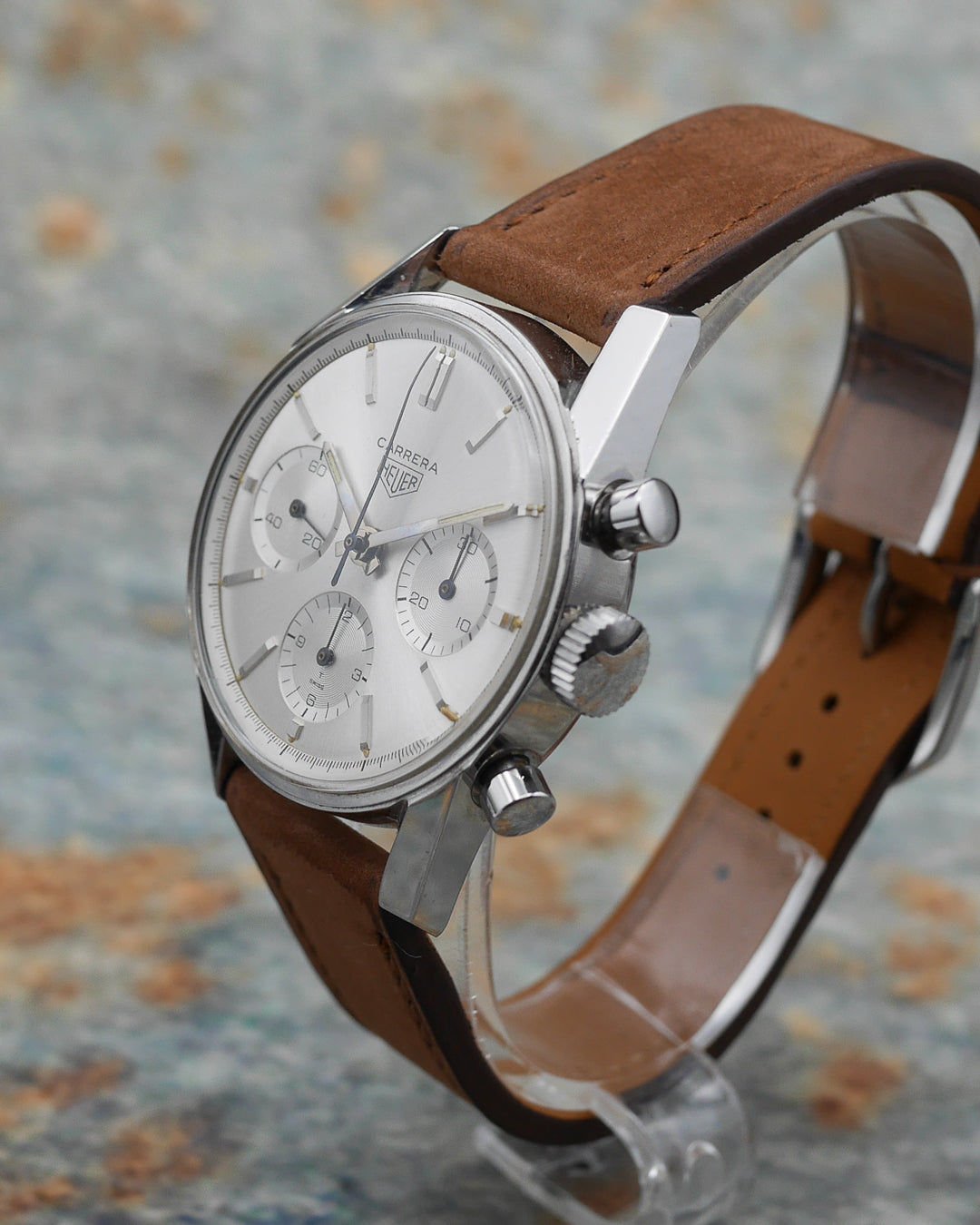 1960s Heuer Carrera ref. 2447S 1st execution with silver sunburst dial