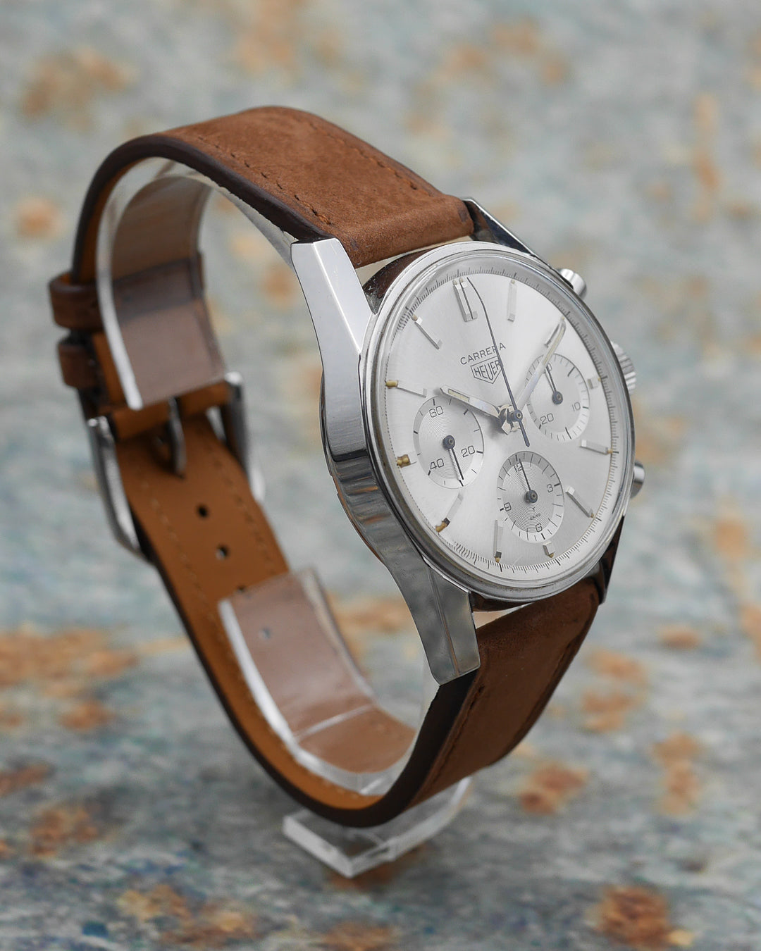 1960s Heuer Carrera ref. 2447S 1st execution with silver sunburst dial