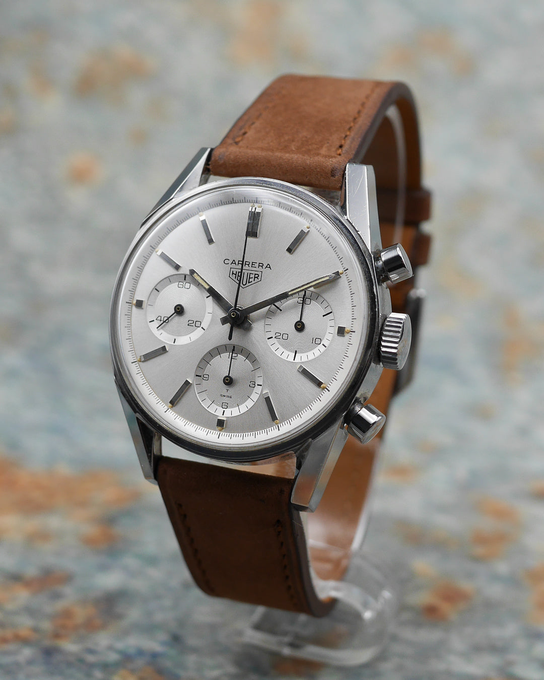 1960s Heuer Carrera ref. 2447S 1st execution with silver sunburst dial