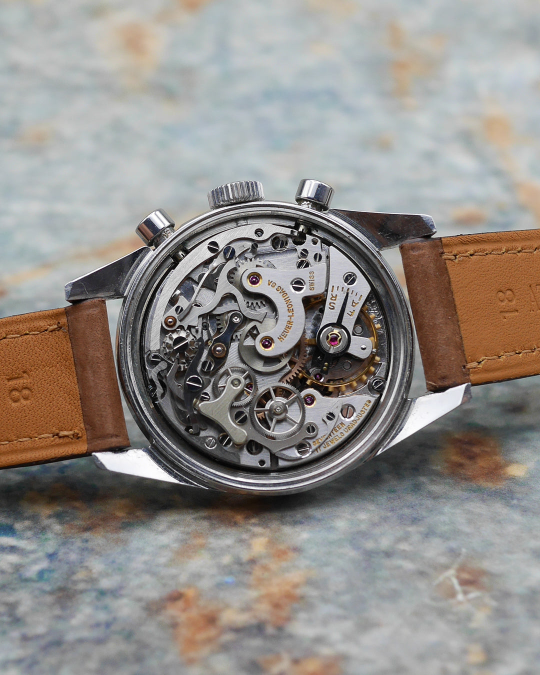 1960s Heuer Carrera ref. 2447S 1st execution with silver sunburst dial