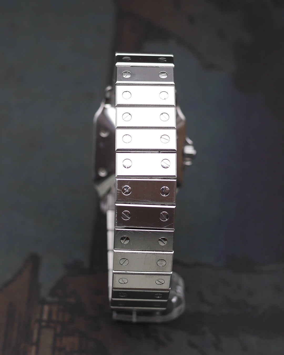 1980s Cartier Santos Stainless ref.2960 full steel ghost bracelet and its box