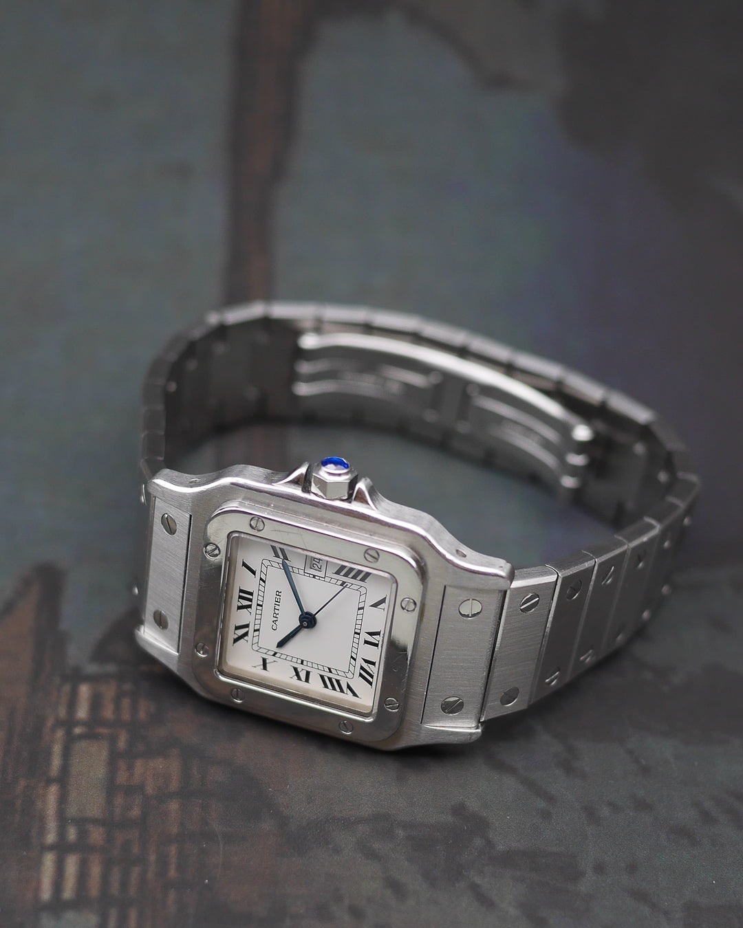 1980s Cartier Santos Stainless ref.2960 full steel ghost bracelet and its box