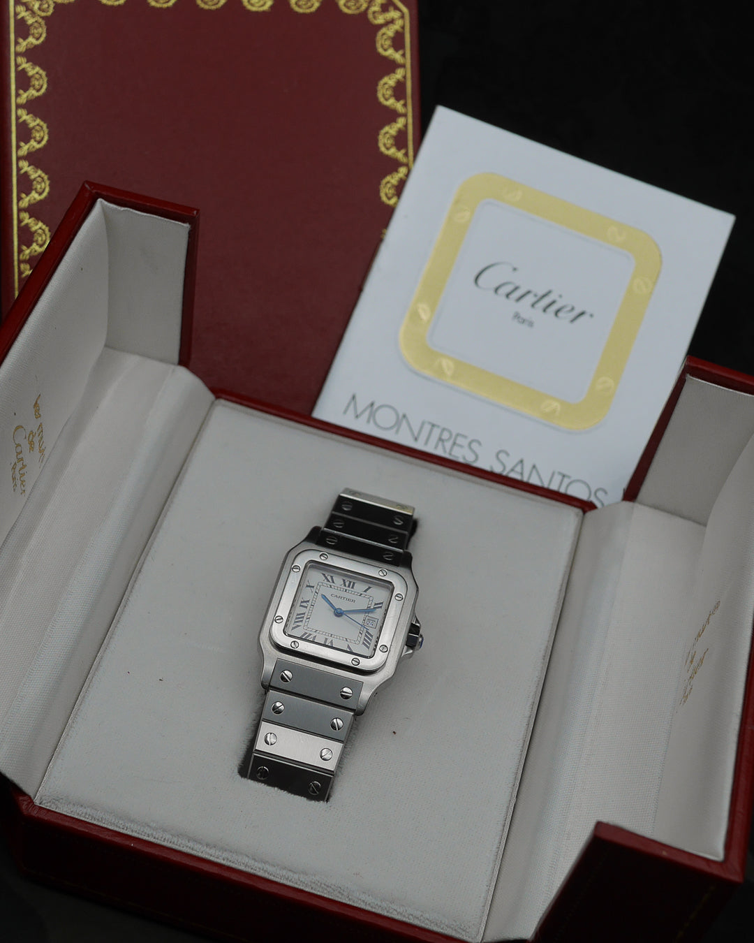 1980s Cartier Santos Stainless ref.2960 full steel ghost bracelet and its box