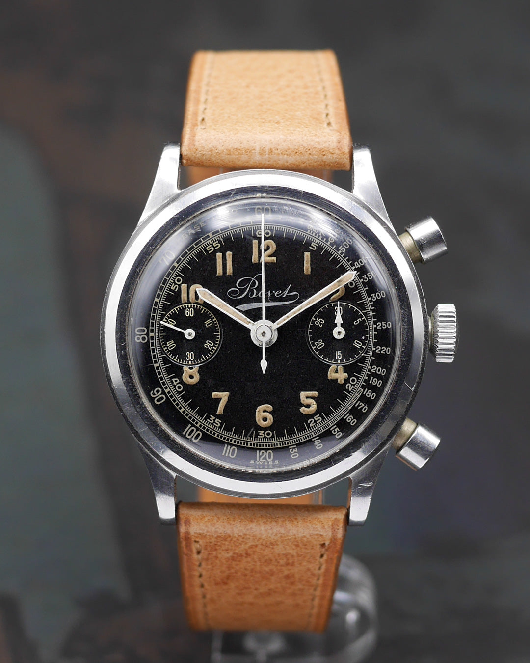 1940s Bovet Mono-Rattrapante ref.5347 black dial with Valjoux 84