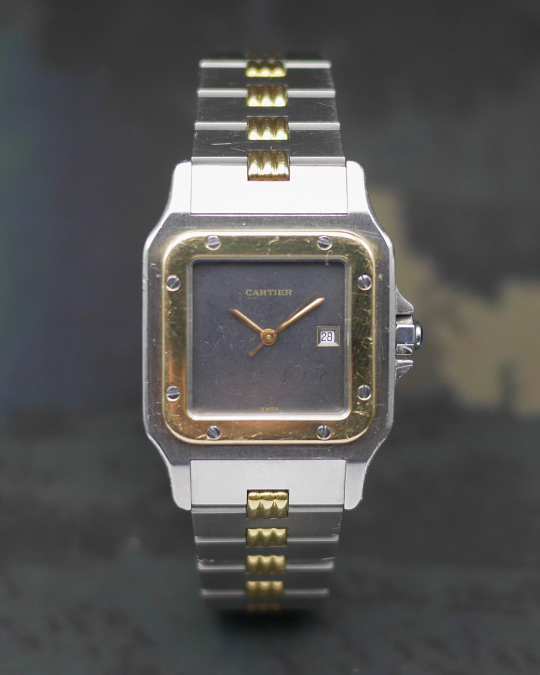1980s Cartier Santos 2961 godron with grey dial