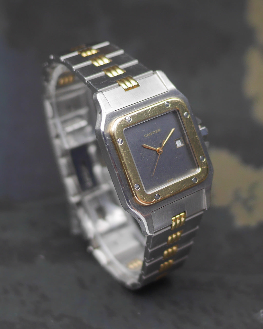 1980s Cartier Santos 2961 godron with grey dial