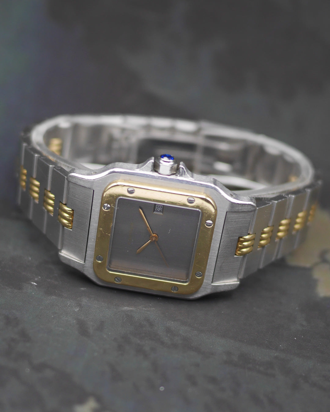 1980s Cartier Santos 2961 godron with grey dial
