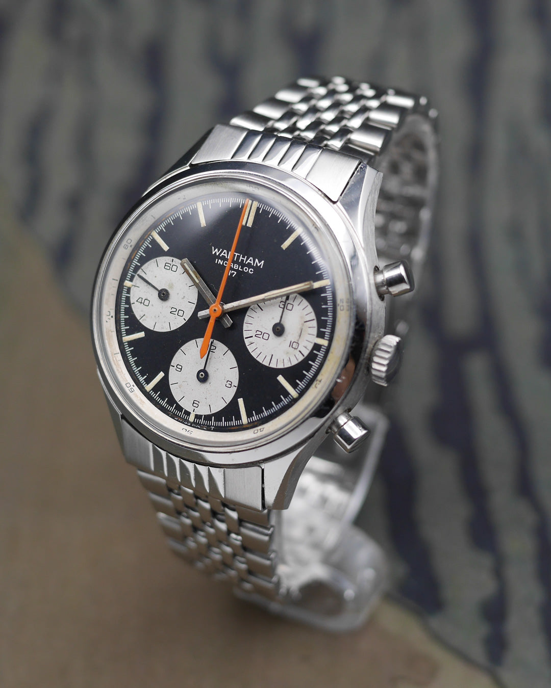 1960s Waltham chronograph panda dial with Valjoux 7736