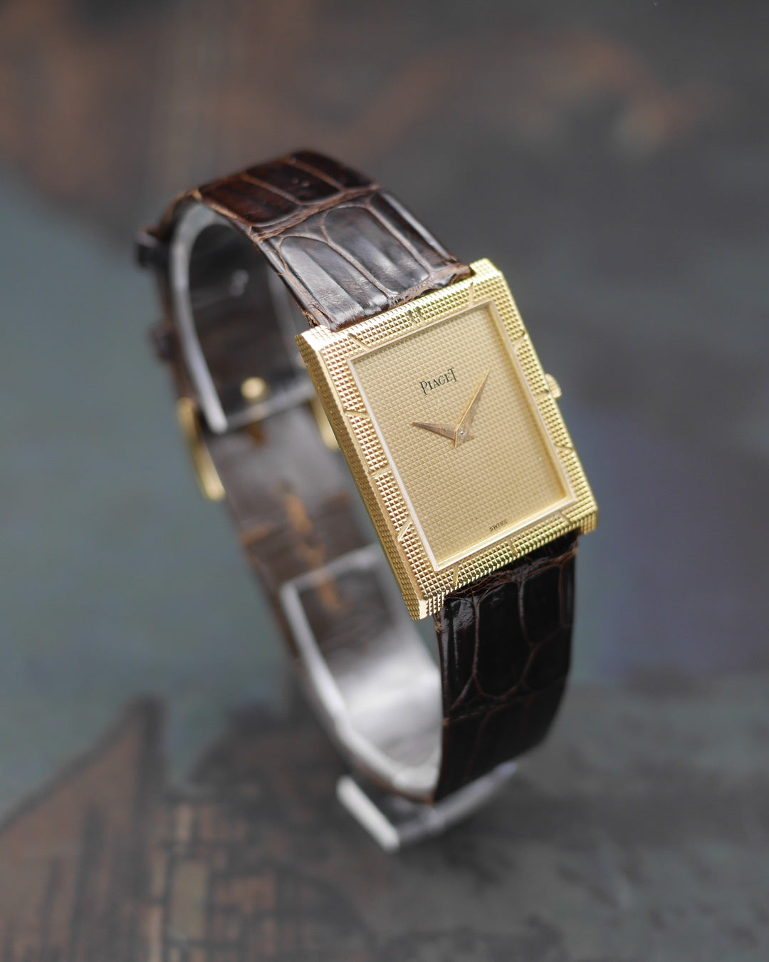 1970s Piaget "Clous de Paris" in 18kt yellow gold with its original strap