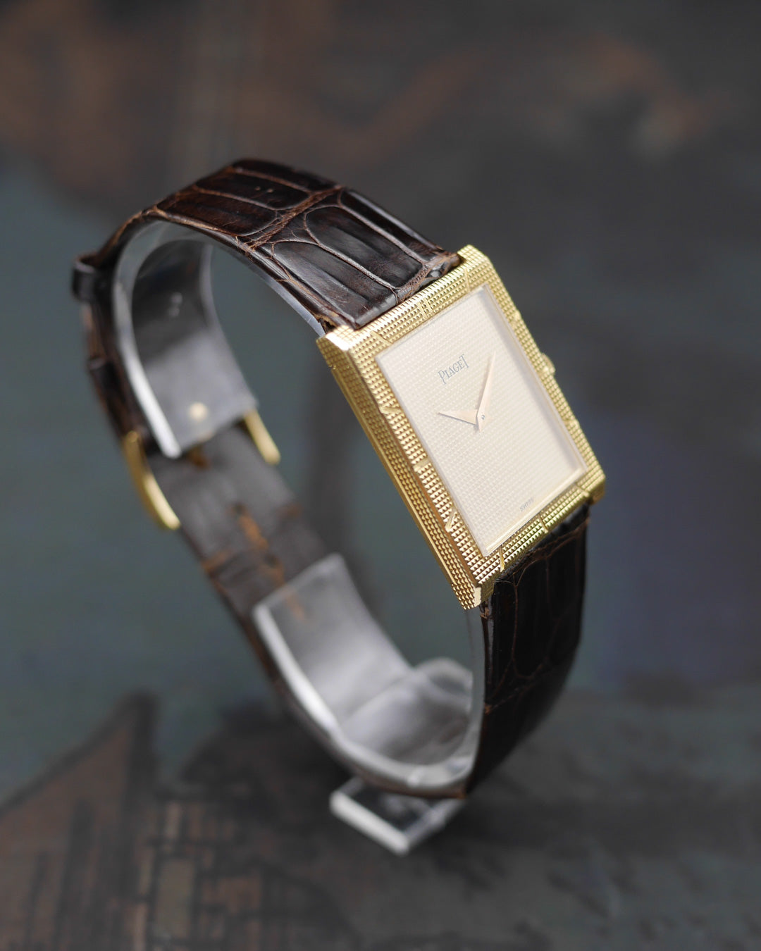 1970s Piaget "Clous de Paris" in 18kt yellow gold with its original strap