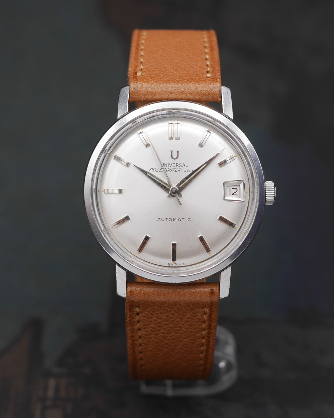 1969 Universal Geneve Polerouter Date rare guilloche dial with paper