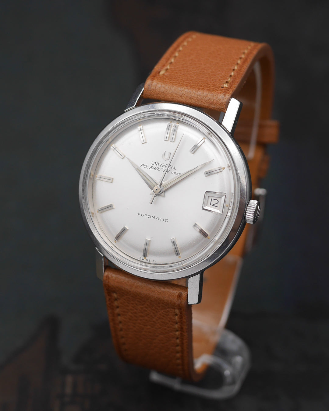 1969 Universal Geneve Polerouter Date rare guilloche dial with paper