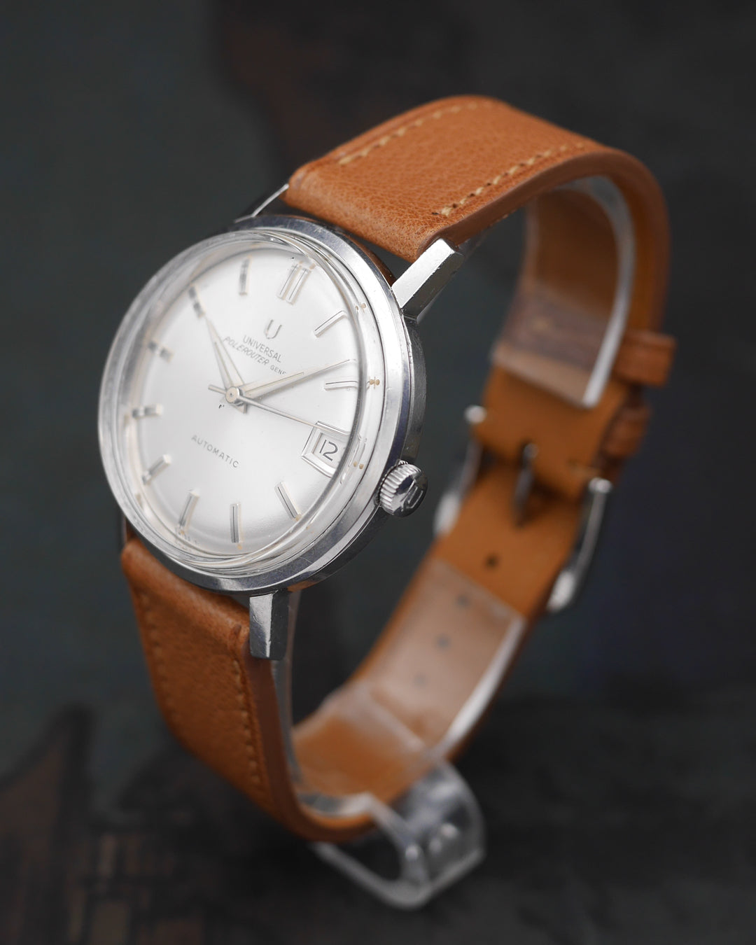 1969 Universal Geneve Polerouter Date rare guilloche dial with paper