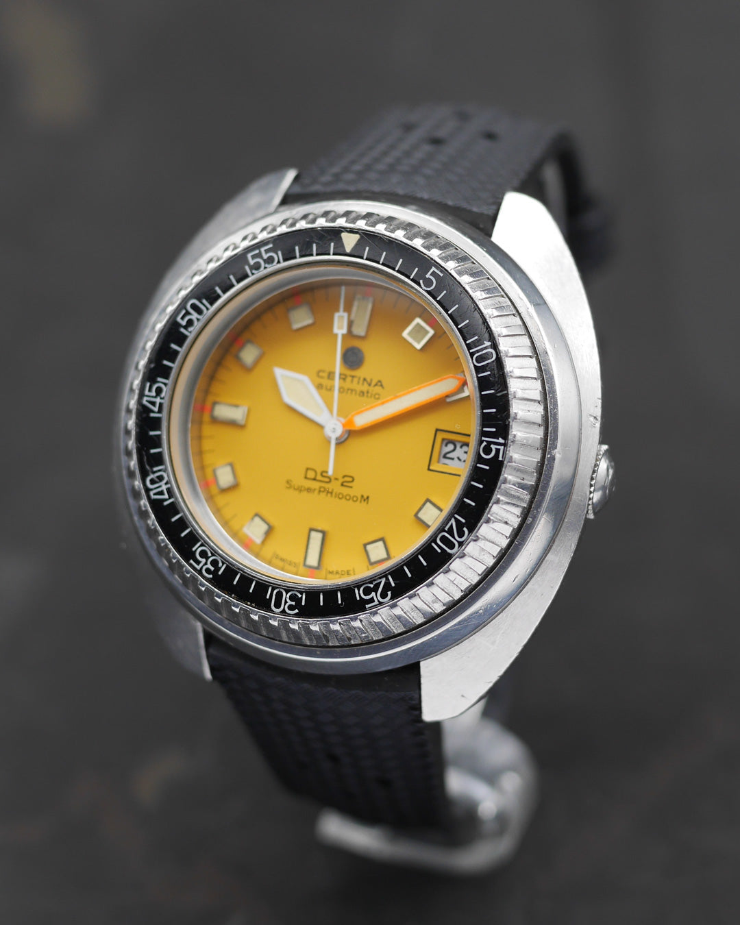 1970s Certina DS-2 SuperPH 1000M with yellow dial