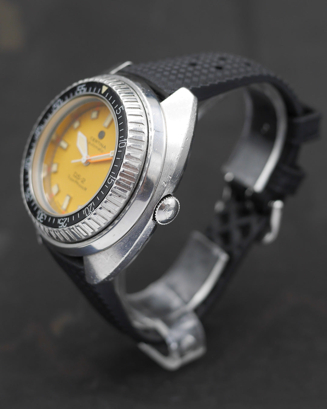 1970s Certina DS-2 SuperPH 1000M with yellow dial