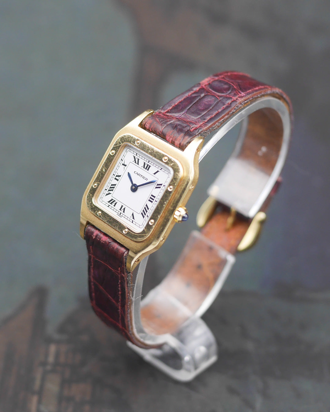 1970s Cartier Santos Dumont ultra-thin Paris dial in 18kt yellow gold