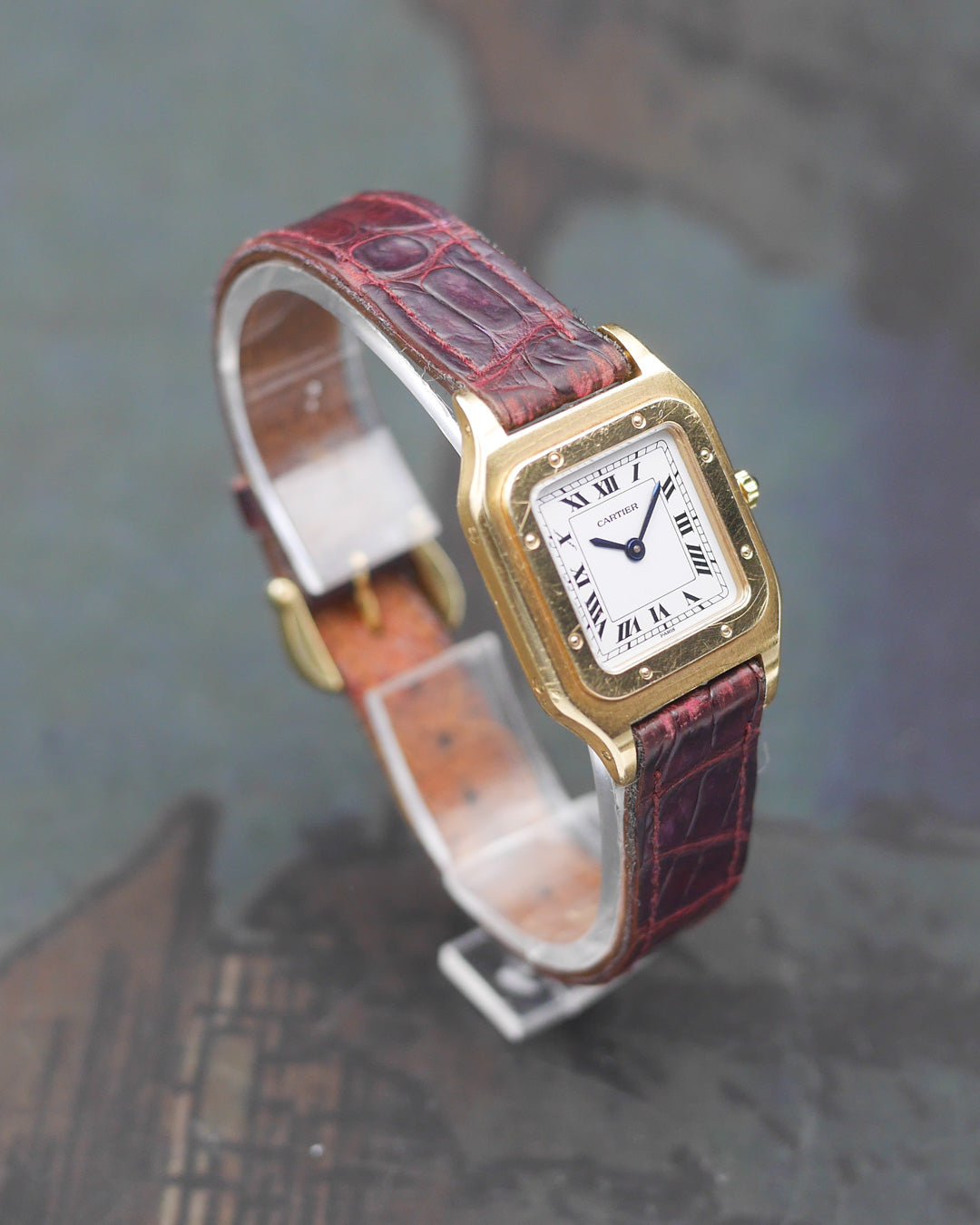 1970s Cartier Santos Dumont ultra-thin Paris dial in 18kt yellow gold