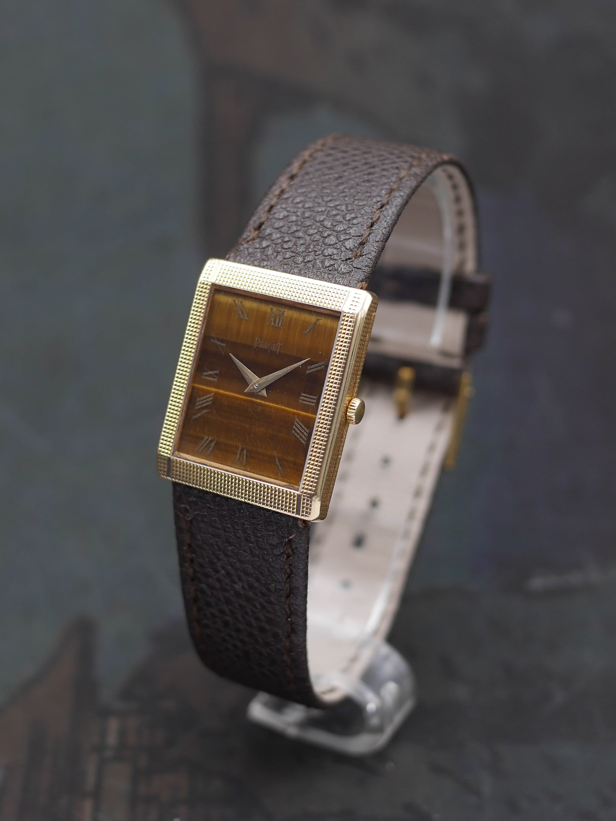 1970s Piaget Tank ref. 9151 with eye of tiger dial and hobnail case