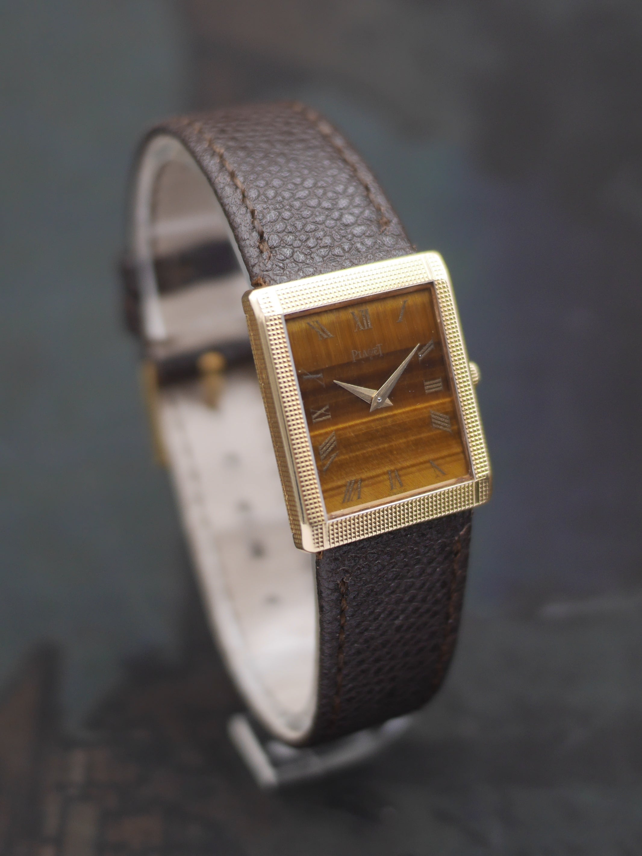 1970s Piaget Tank ref. 9151 with eye of tiger dial and hobnail case