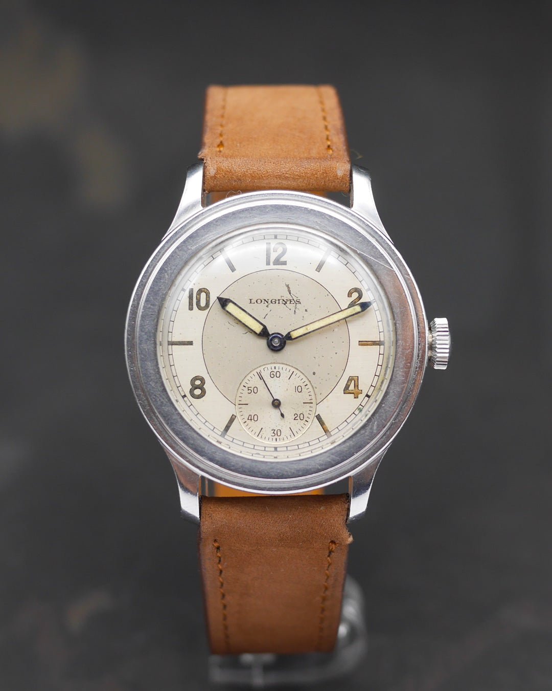 1943 Longines Tre Tacche 35mm with two-tone sector dial