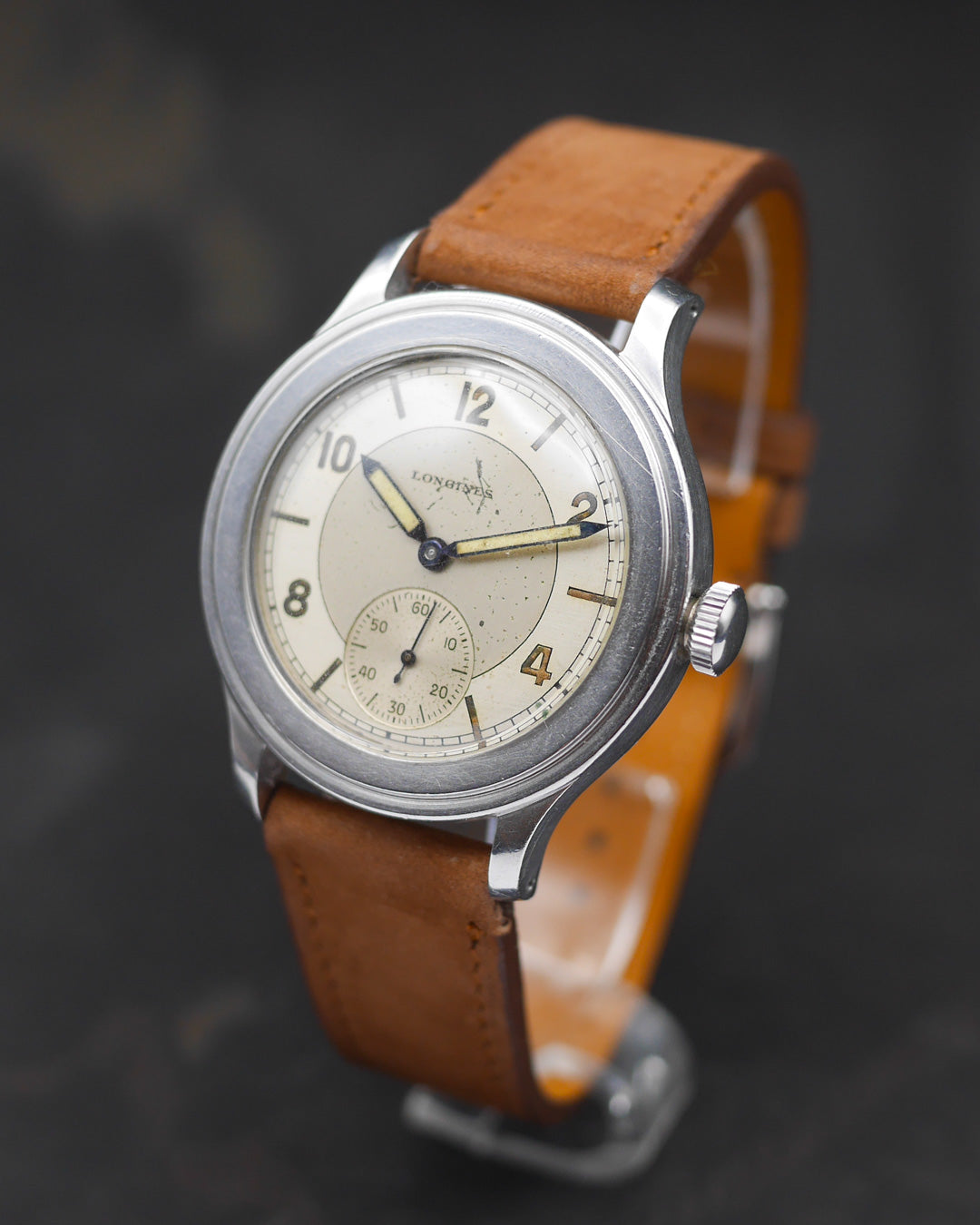 1943 Longines Tre Tacche 35mm with two-tone sector dial