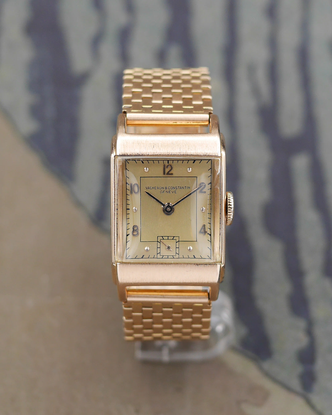 1943 Vacheron Constantin art-deco in red gold with Edmond Jaeger bracelet