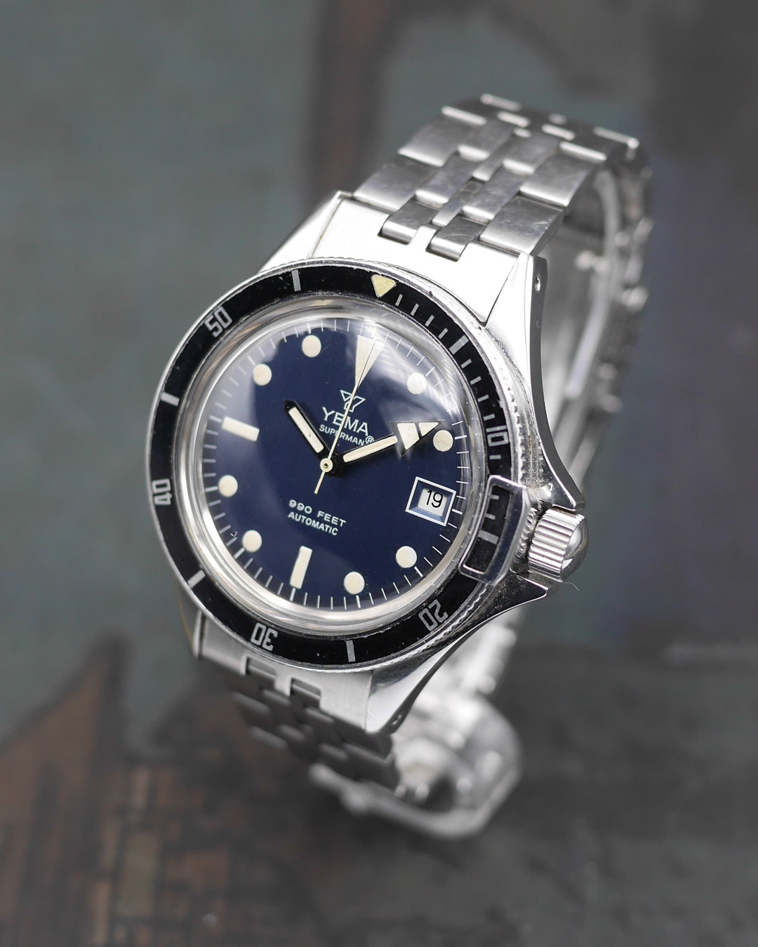 1970s Yema Superman ref. 530016 with immaculate blue metallic dial