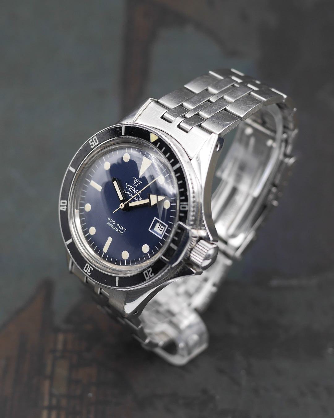 1970s Yema Superman ref. 530016 with immaculate blue metallic dial