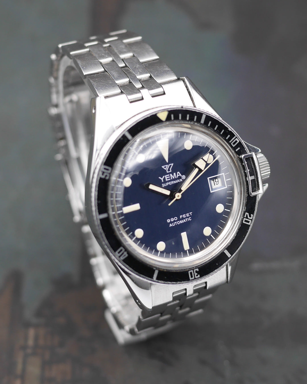 1970s Yema Superman ref. 530016 with immaculate blue metallic dial