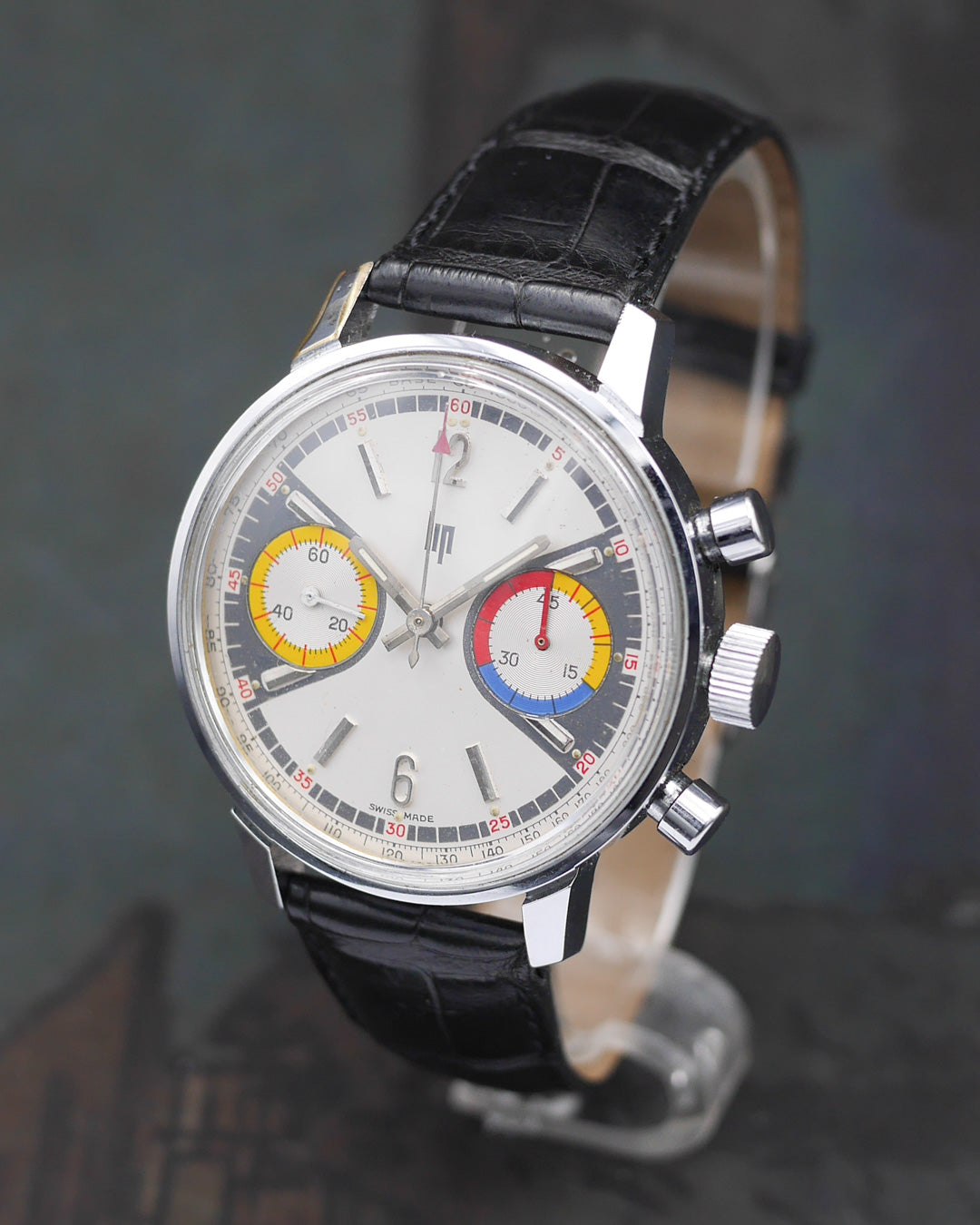 1970s Lip "Rainbow" oversized chronograph