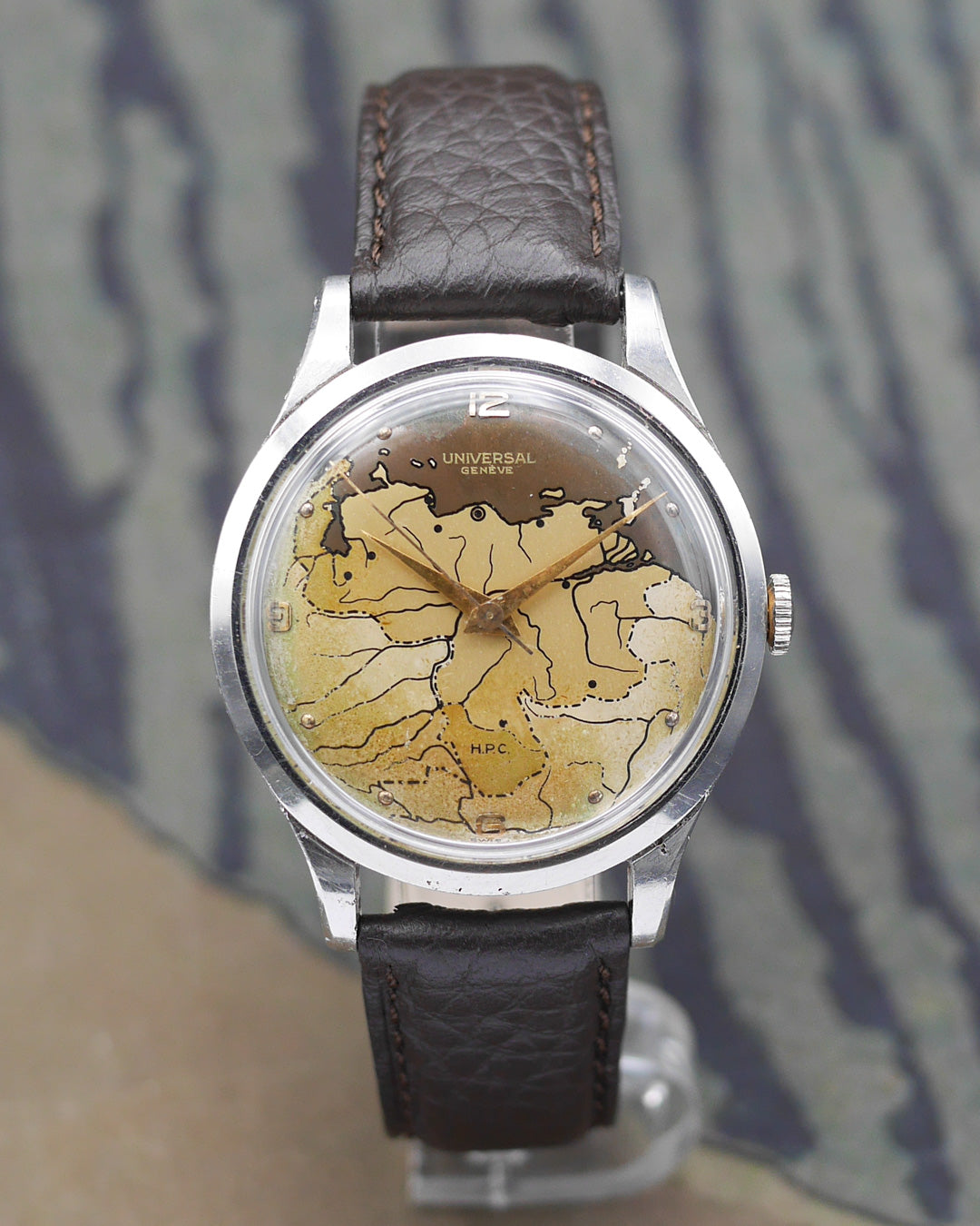1950s Universal Geneve "Venezuela map" made for Henrique Pfeffer Caracas