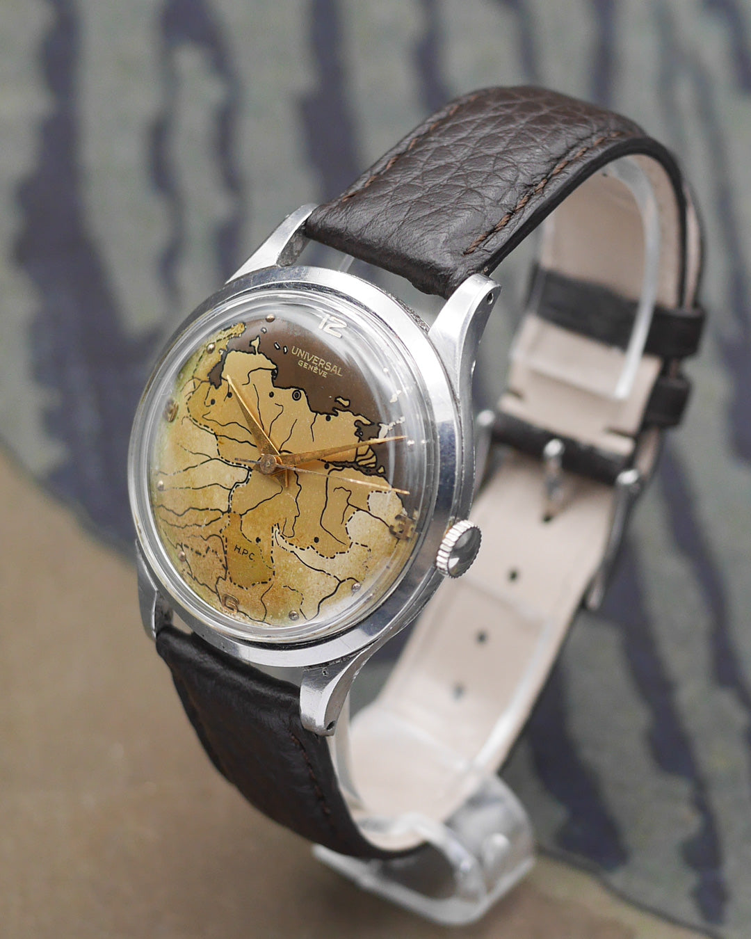 1950s Universal Geneve "Venezuela map" made for Henrique Pfeffer Caracas