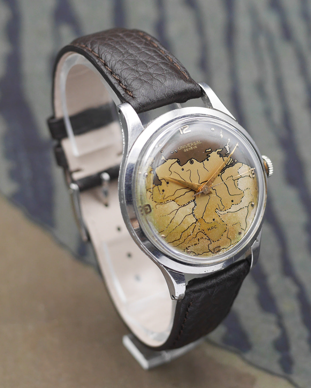 1950s Universal Geneve "Venezuela map" made for Henrique Pfeffer Caracas