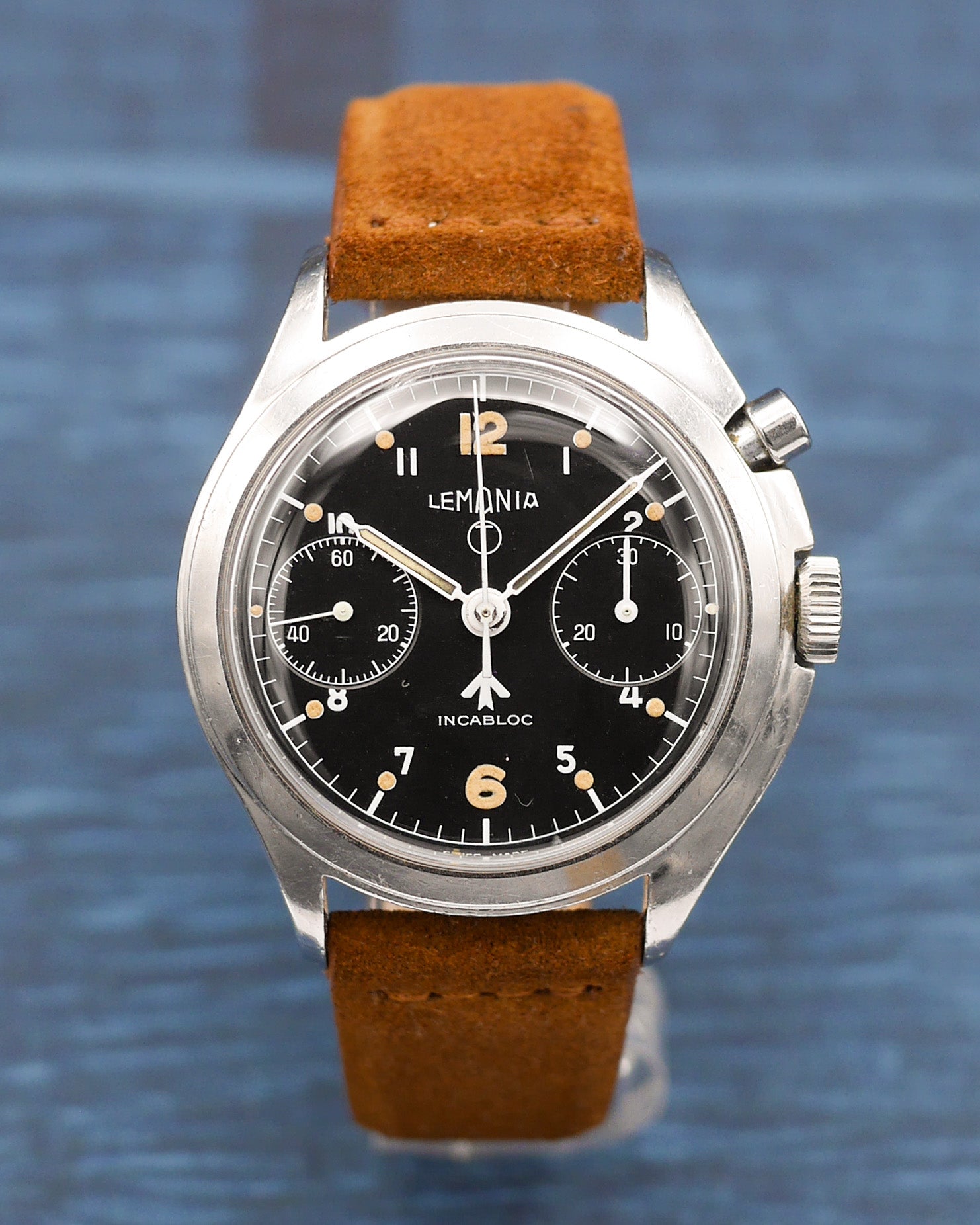 1960s Lemania monopusher chronograph made for the Royal Navy