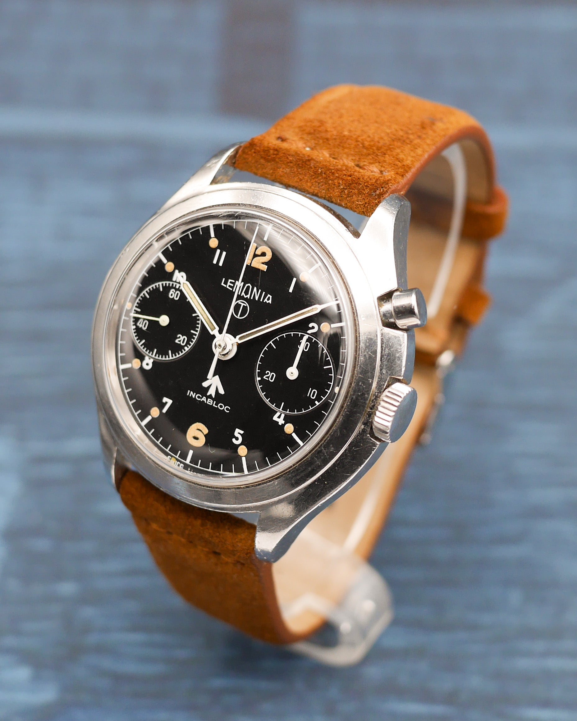 1960s Lemania monopusher chronograph made for the Royal Navy
