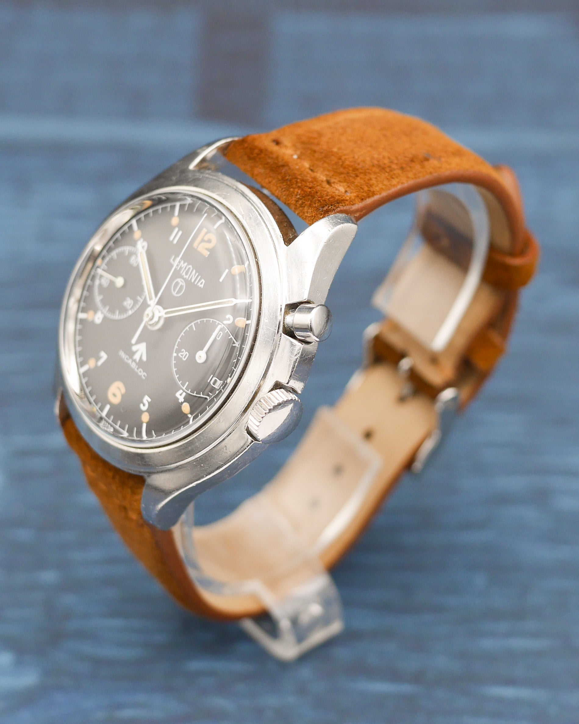 1960s Lemania monopusher chronograph made for the Royal Navy