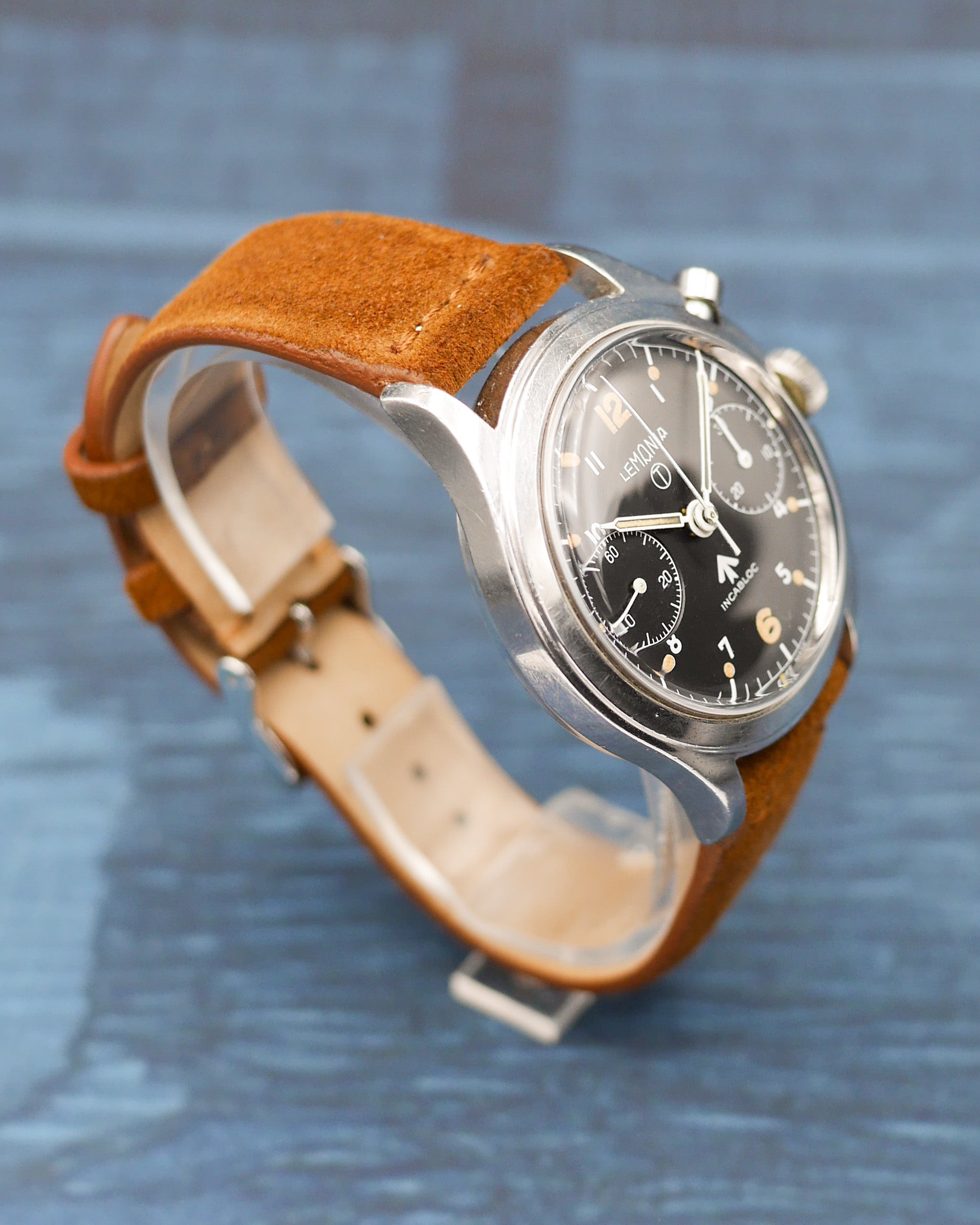 1960s Lemania monopusher chronograph made for the Royal Navy