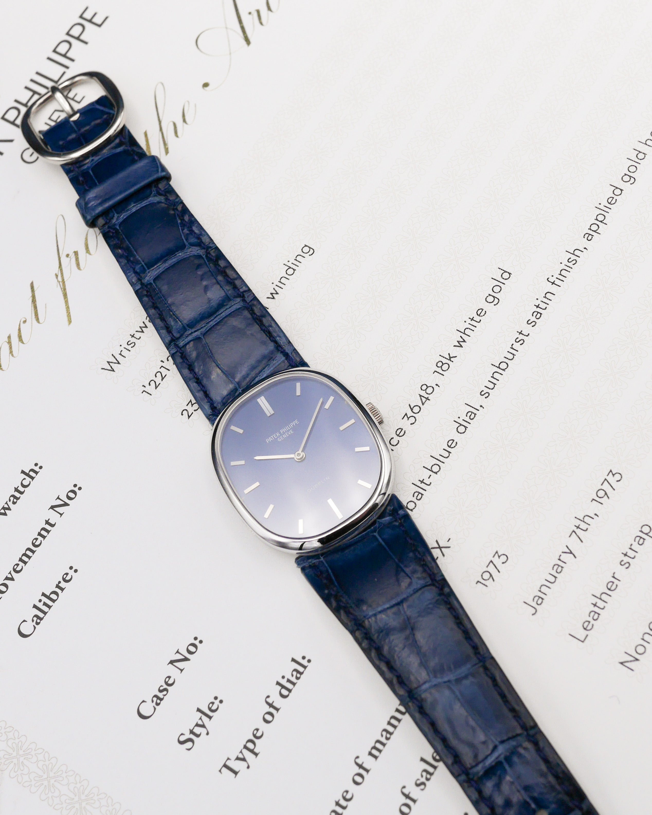 1973 Patek Philippe Ellipse in white gold retailed by Gübelin