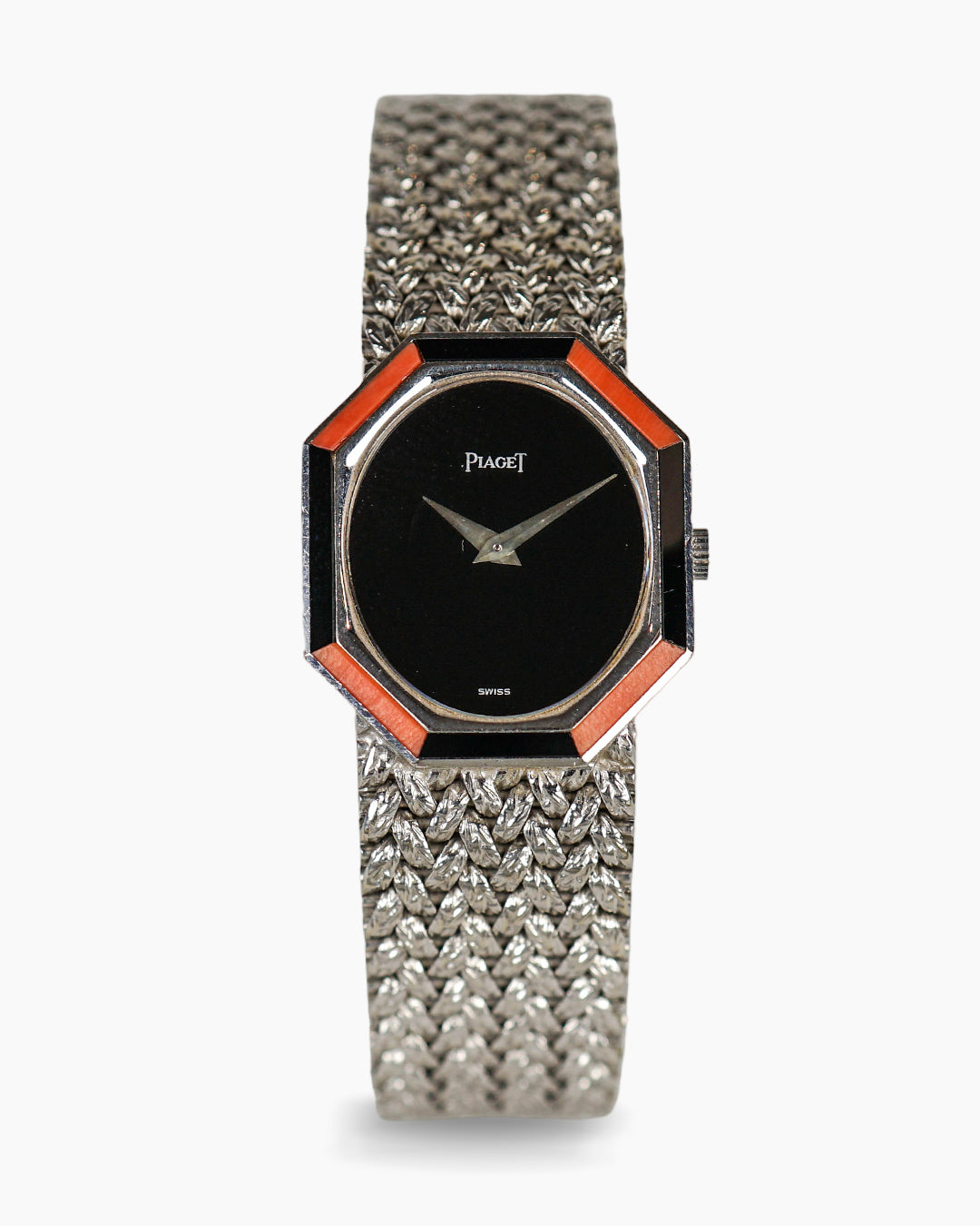 Piaget White Gold lady's watch with Coral and Onyx