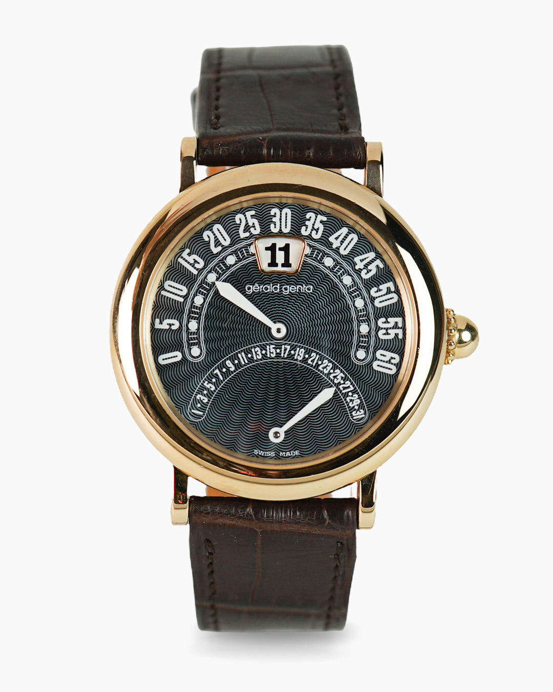 Gerald Genta Bi-Retro reference G3734 in yellow gold — Tahitian mother-of-pearl guilloché dial
