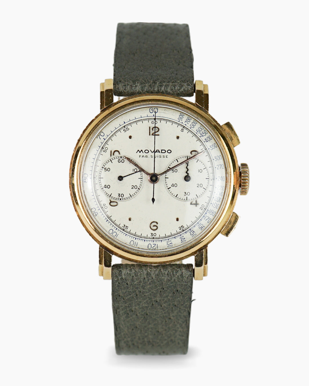 Movado "Fab. Suisse" Chronograph M90 in a yellow gold French case