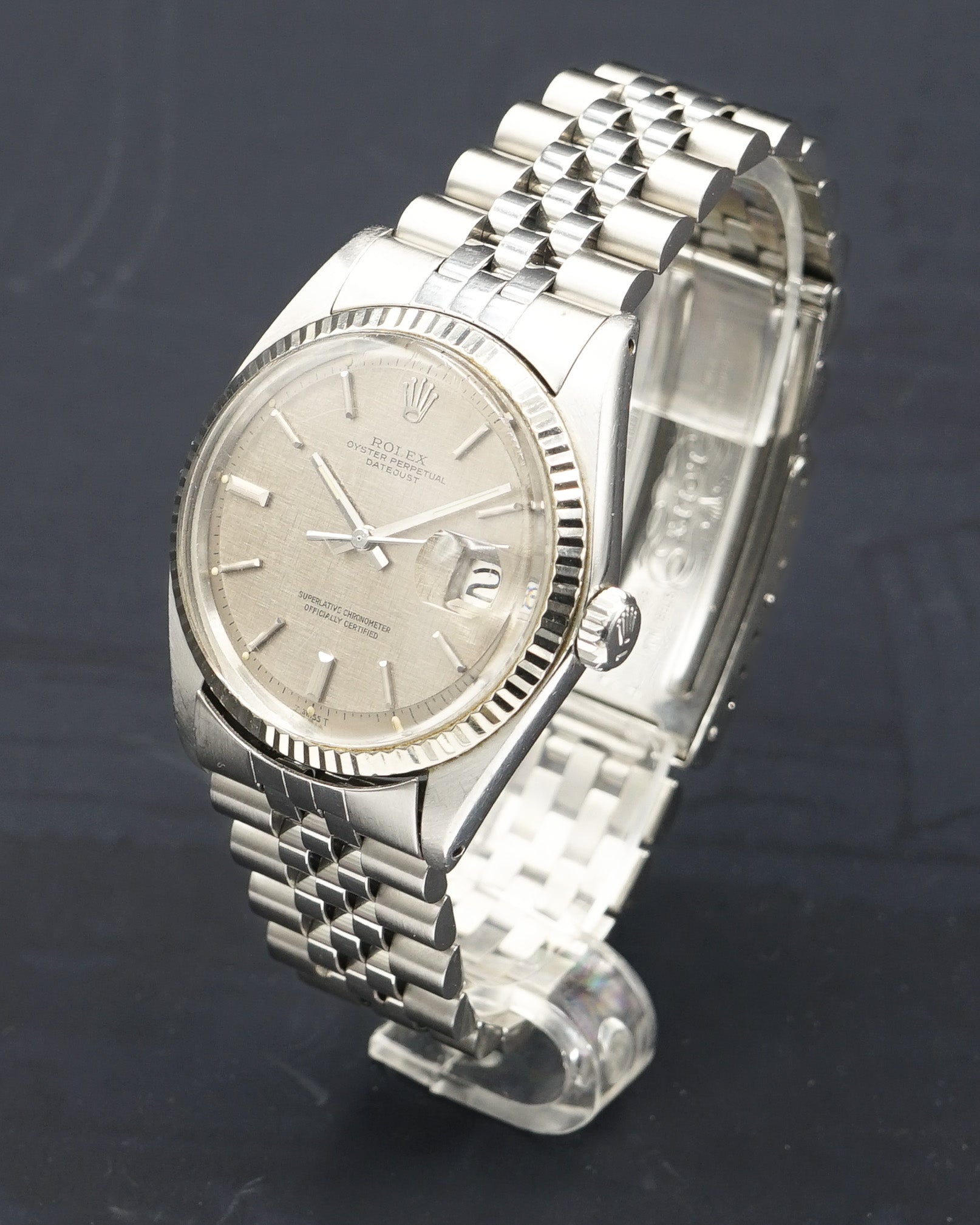 1970s Rolex Datejust 1601 with grey linen dial