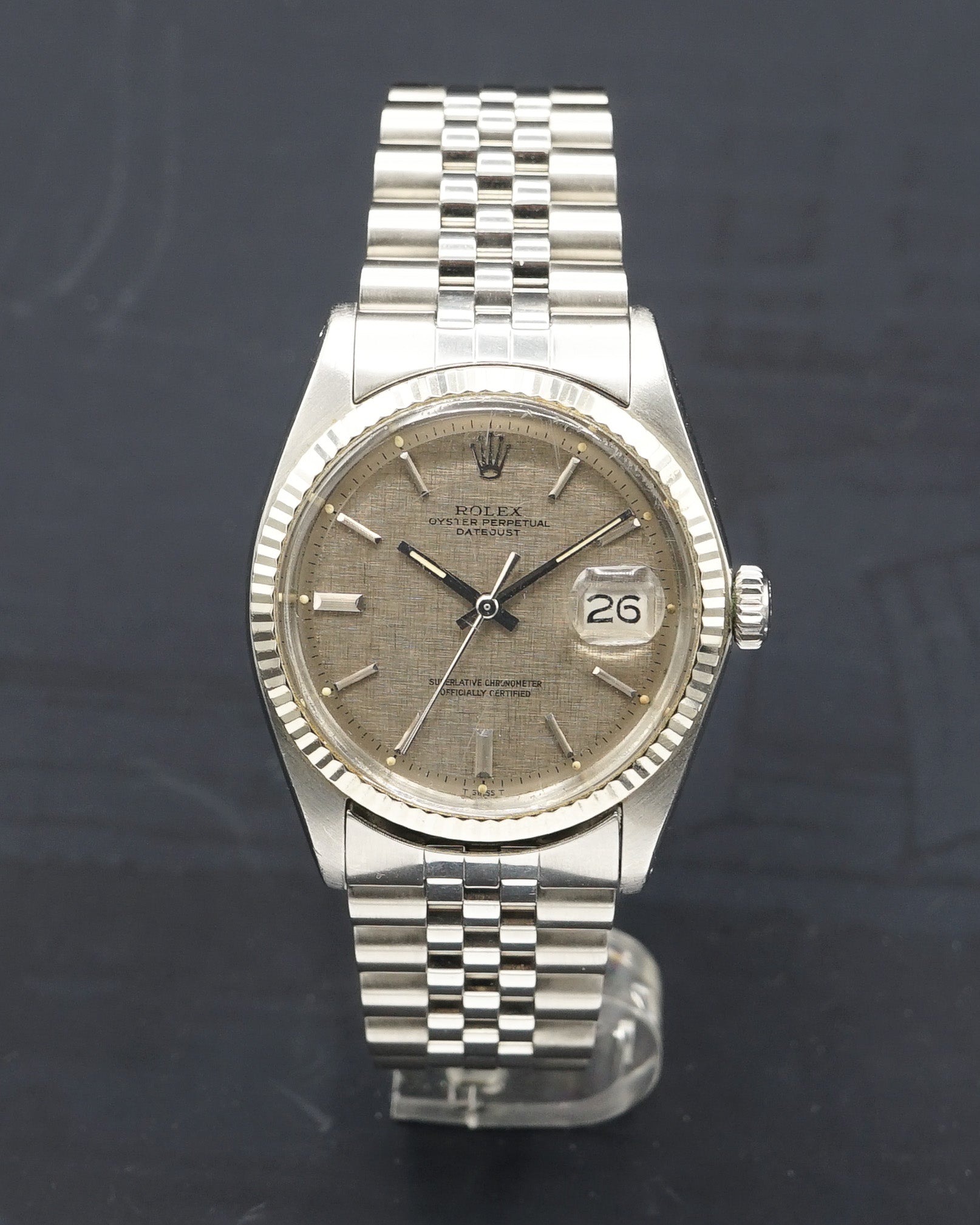 1970s Rolex Datejust 1601 with grey linen dial